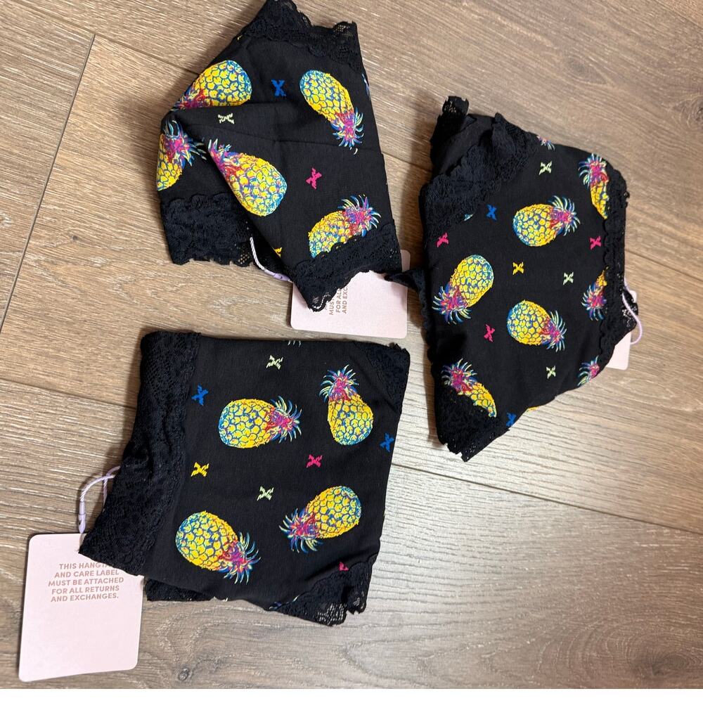 Savage x Fenty Bundle NEW 3pcs Lace Trim Pinapple Print‎ Panties Size XL - Picture 4 of 4